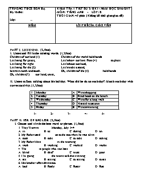 Đề kiểm tra một tiết số 2 học kì I Tiếng anh lớp 8 - Năm học 2016-2017 - Trường THCS Sơn Hạ